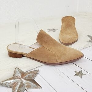 42 Gold Rue mule camel brown suede pointed toe size 9.5